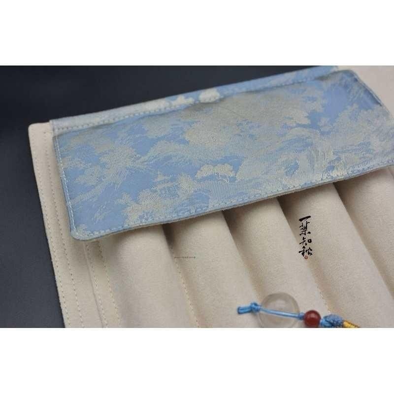 包邮一叶知秋手作 笔帘 【宋锦-山河】手工布艺 钢笔收纳笔袋笔包,淘宝优惠券,粉丝福利购,淘宝优惠卷