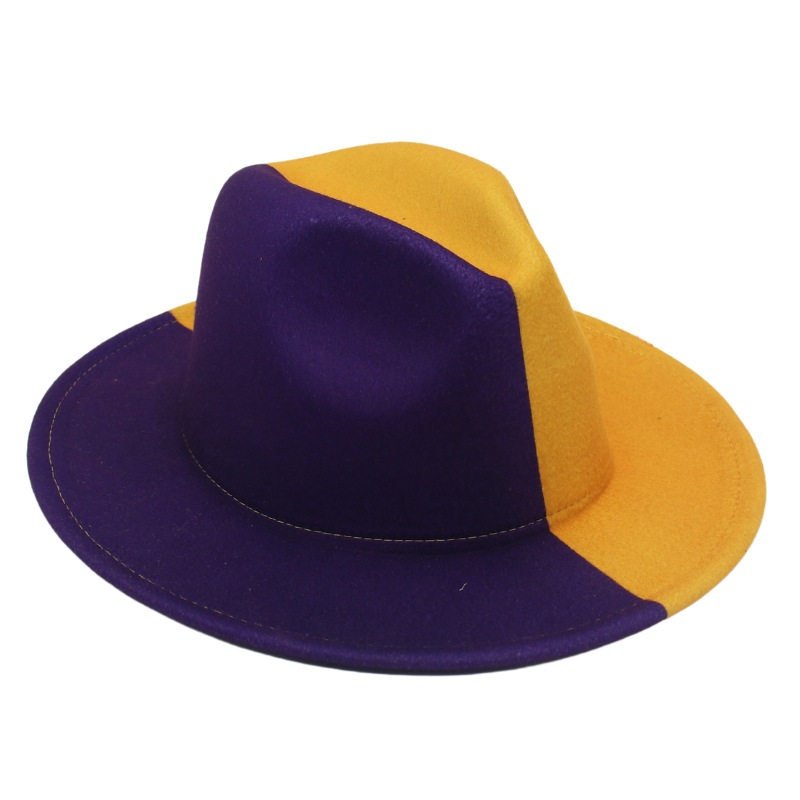 2023年跨境新款圣诞双色美式礼帽颜色毛毡爵士搭配阴阳帽色拼帽子,淘宝优惠券,粉丝福利购,淘宝优惠卷