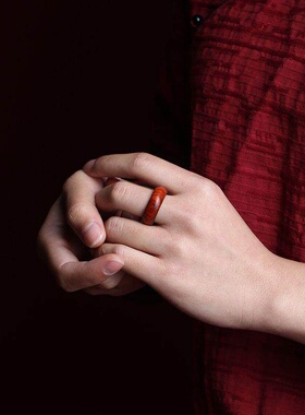 紫檀木戒指手工简约古风设计男女情侣宫廷文艺复古风木质指环跑环