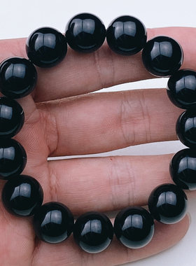 可梅美收藏级黑曜石手串男女款纯天然乌金黑曜石手链黑色珠子串珠