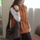 Hooded vest spring and autumn new double coat for women's work pocket loose retro vest versatile waistcoat