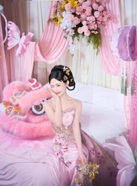 结婚拍照婚车装饰婚庆摆件迎亲婚房布置装饰羊毛南狮舞狮整套道具