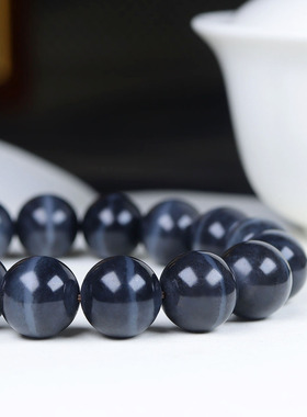 （古晨珠宝）新疆和田玉青花籽料一线天手串手链诸事如意68g14mm