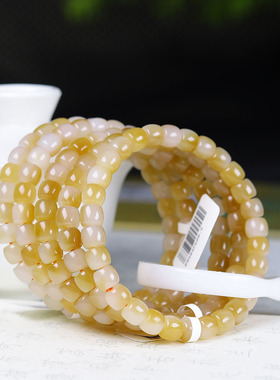 （古晨珠宝）新疆和田玉且末糖白玉直切珠手串手链诸事如意16g