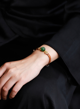 （古晨珠宝）和田玉碧玉圆珠手表款手饰手链手串8g12mm