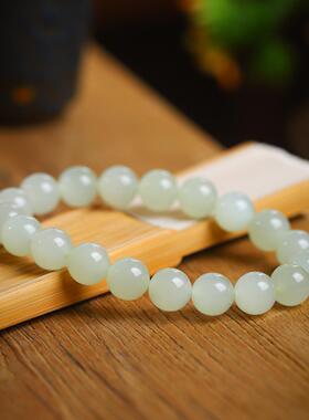 不议价新疆和田玉高冰晴蜂蜜水10mm圆珠单圈手链手串28g