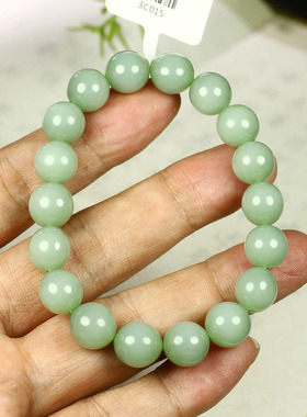 （不议价）俄罗斯和田玉粉青碧玉圆珠手串润玉缘手链30g10mm