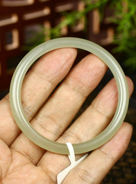 （不议价）润玉缘和田玉晴水细圆条手镯女款玉镯13g54mm