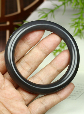 （不议价）润玉缘和田玉烟紫圆条手镯女款玉镯腕间美玉悬58g58mm