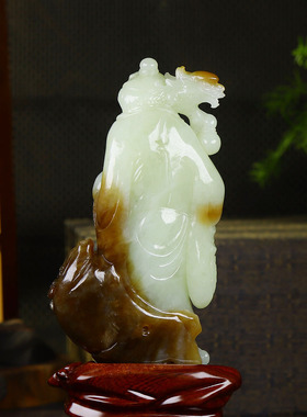 （古晨珠宝）新疆和田玉且末糖白玉南极仙翁手把件手玩摆件680g