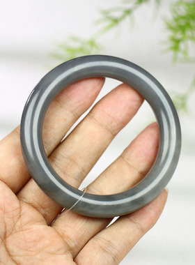 古晨和田玉烟紫圆条手镯