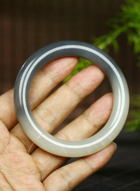 古晨和田玉半烟紫手镯