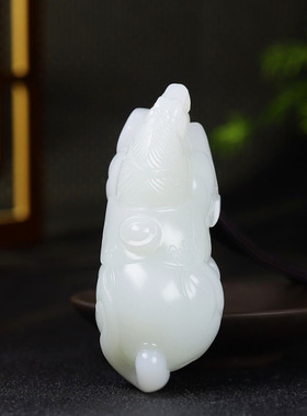 （古晨珠宝）新疆和田玉白玉生肖马手把件手玩马上有财171g