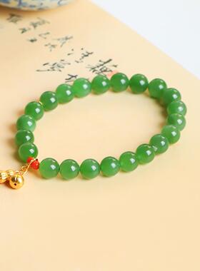 不议价润玉缘俄罗斯和田玉碧玉冰阳绿手串单圈手链18g8mm