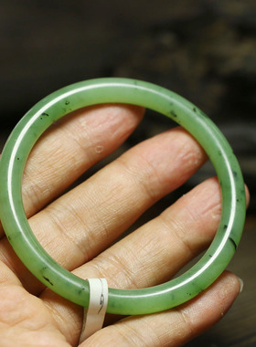 （古晨珠宝）俄罗斯和田玉乌兰海碧玉手镯润玉缘圆条玉镯24g57mm