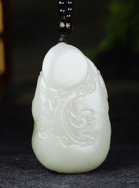 （古晨珠宝）新疆和田玉白玉籽料独籽关公把件手玩忠义千秋94g