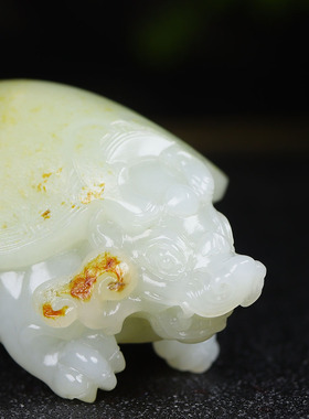 （古晨珠宝）新疆和田玉白玉籽料龙龟把件手玩瑞兽赐福142g