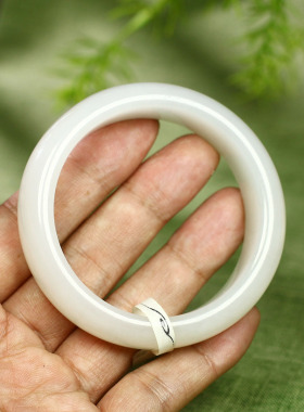 （不议价）润玉缘和田玉白玉宽版手镯女款玉镯腕间优雅75g55mm
