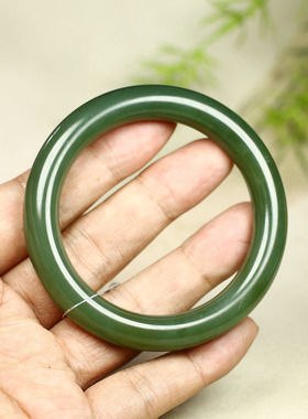 （不议价）润玉缘和田玉湖水绿手镯女款玉镯腕间美玉悬52g54mm