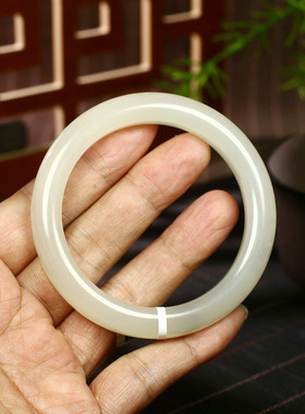 （不议价）润玉缘和田玉藕粉手镯女款玉镯腕间优雅56g58mm