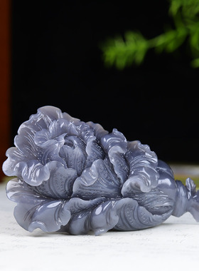 （古晨珠宝）和田玉烟紫白菜手把件手玩摆件百财聚来104g