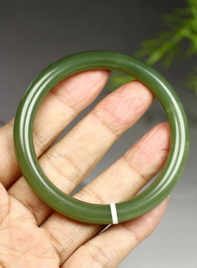 （不议价）润玉缘和田玉湖水绿圆条手镯女款玉镯腕间优雅32g57mm