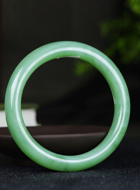 （古晨珠宝）俄罗斯和田玉粉青碧玉手镯女款玉镯腕间优雅48g57mm