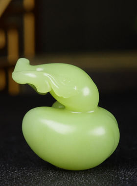 （古晨珠宝）新疆和田玉若羌黄玉鸡油黄葫芦把件手玩福禄85g