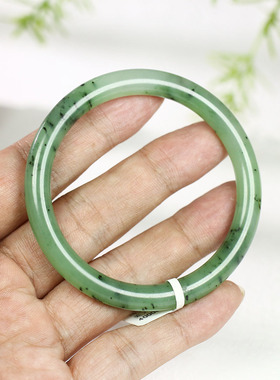 古晨俄罗斯和田玉碧玉圆条手镯