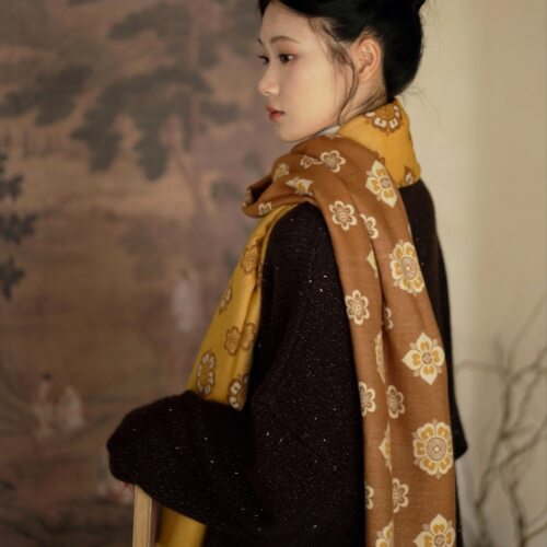 茱萸CORNUS  仿羊绒国风披肩女汉服显白闺蜜唐风宝相花 - 图2