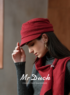 mrduck2026新款褶皱平顶马术帽女