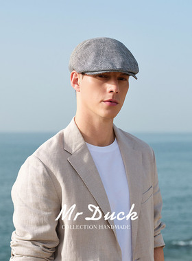 mrduck透气100%亚麻手工鸭舌帽
