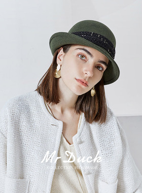 【孤品7折清仓】mrduck法式手工小香织带卷边小礼帽女礼仪穿搭