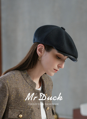 mrduck意大利进口骆驼绒报童帽