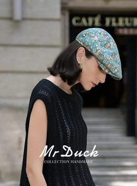 mrduck草莓小偷新色碎花鸭舌帽