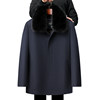 Middle-aged and elderly men's coat dad's velvet thickened winter coat lining with removable fur collar