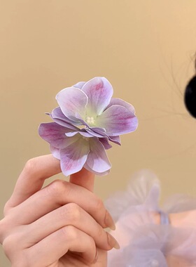 春野烂漫蓝色花朵发夹女2026新款海边度假风侧边夹头花拍照发饰