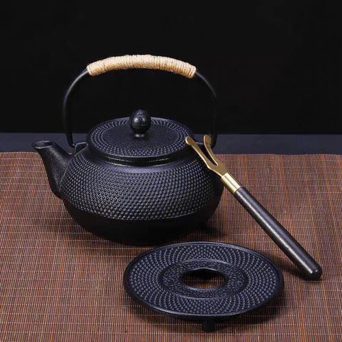 牡丹铸铁壶 无涂层烧水壶 煮茶器手工生铁茶壶老铁壶日本南部铁瓶 - 图0