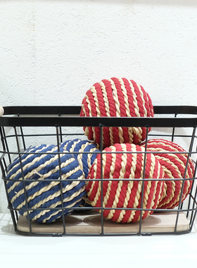 美式乡村复古铁艺收纳筐桌面书籍零食筐水果杂货储物筐带木提手