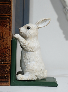 可爱兔子书挡装饰摆件家居书房桌面工艺品动物造型书架支撑