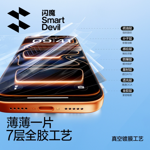 闪魔适用苹果15/16水凝膜无黑边iPhone17ProMax手机膜新款15Pro钢化膜14/13全屏17Air保护贴膜16/17e屏幕plus - 图3