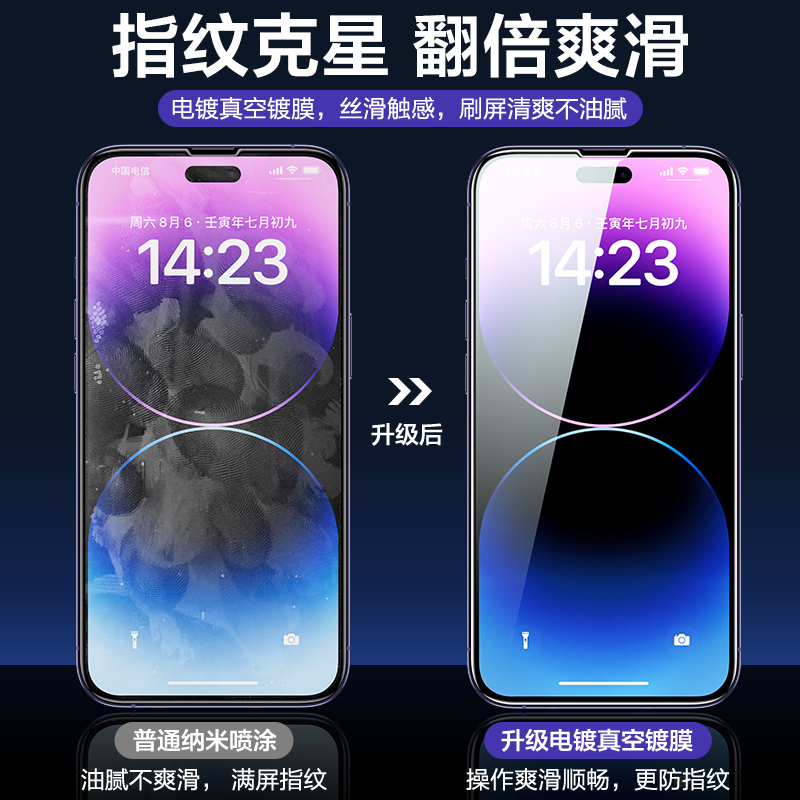 闪魔适用苹果14钢化膜iphone14promax手机膜全屏13防尘新款12pro高清十四plus钻石屏保ip抗指纹防摔保护贴膜 - 图3