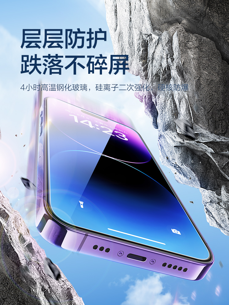 闪魔适用苹果13promax手机膜iphone14promax钢化膜防窥14Pro高清13Pro抗蓝光ip13全覆盖Plus防偷窥保护贴膜-图3