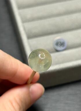 12.3mm冰透绿葡萄石圆珠单珠晶体微冰裂带共生一侧珠