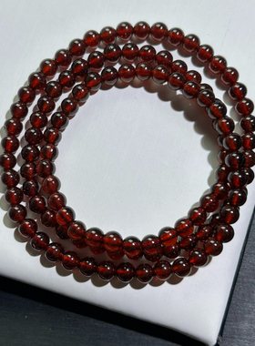 3圈石榴石手串洒红色石榴石橙红石榴石多圈女款紫牙乌石榴石手链