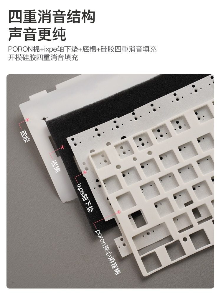 RKR98无线机械键盘蓝牙三模热插拔软弹GASKET结构游戏烟雨钢铁轴_虎窝淘