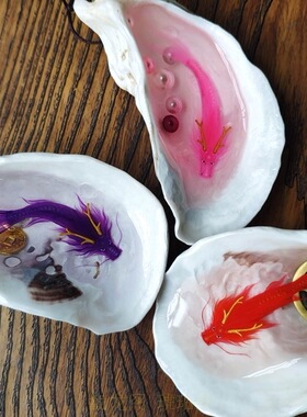 手绘桌面摆件中国龙盘龙阁琥珀绘