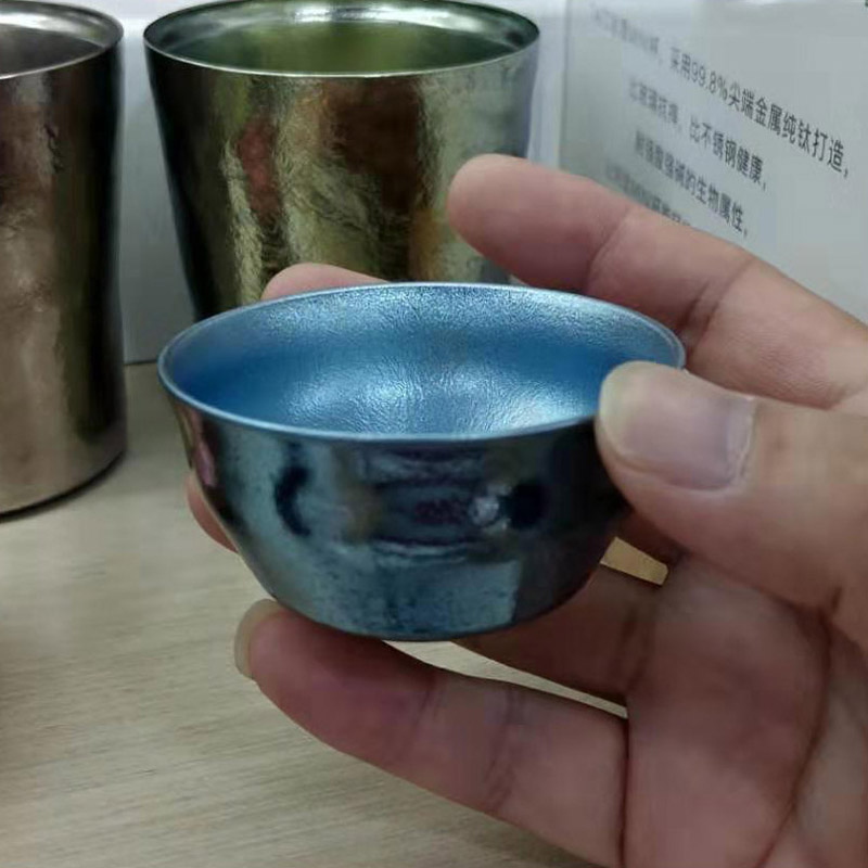 英国钛度TAIC 纯钛玲珑杯 功夫茶杯茶具防烫隔热便携金属品茶杯子