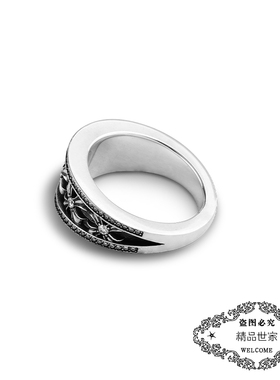 GD同款哥特文V形斜方纹水晶戒指