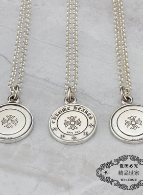 徽章纯银朋克风吊牌项链